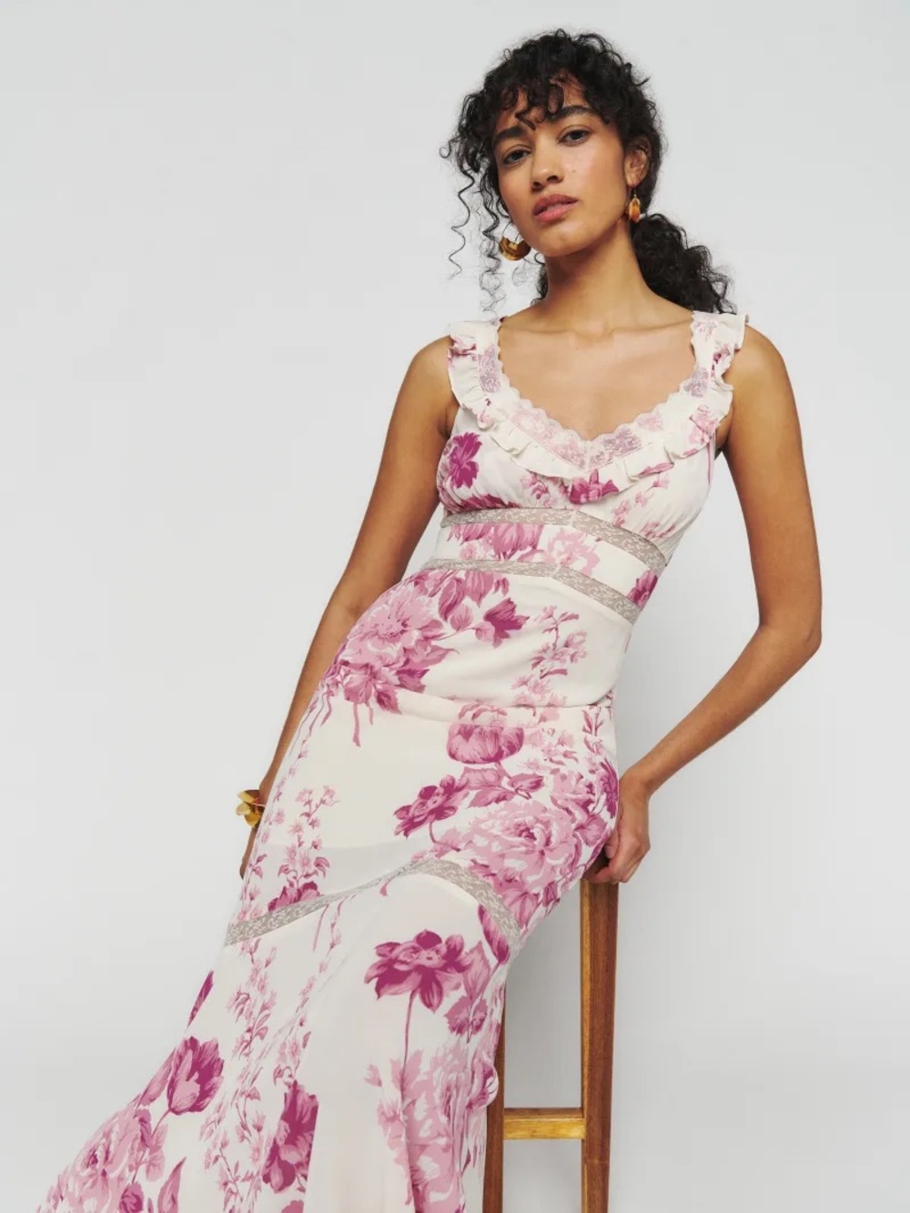 Reformation - Purdie Dress - Pink and White - M